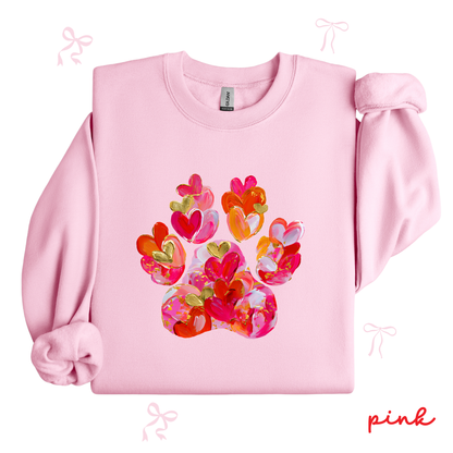 Personalized Valentine Dog Paw Sweatshirt | Custom Pet Name Sleeve | Cute Valentine Outfit for Women