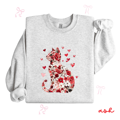 Personalized Valentine Cat Sweatshirt | Custom Cat Name Sleeve | Cute Valentine Outfit for Women