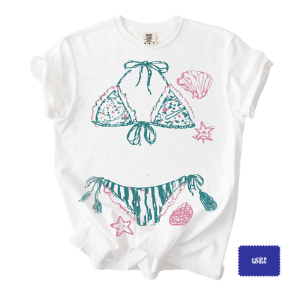 Coastal Bikini Graphic Tee | Beach Vacation Shirt for Women | Summer Graphic T-Shirt