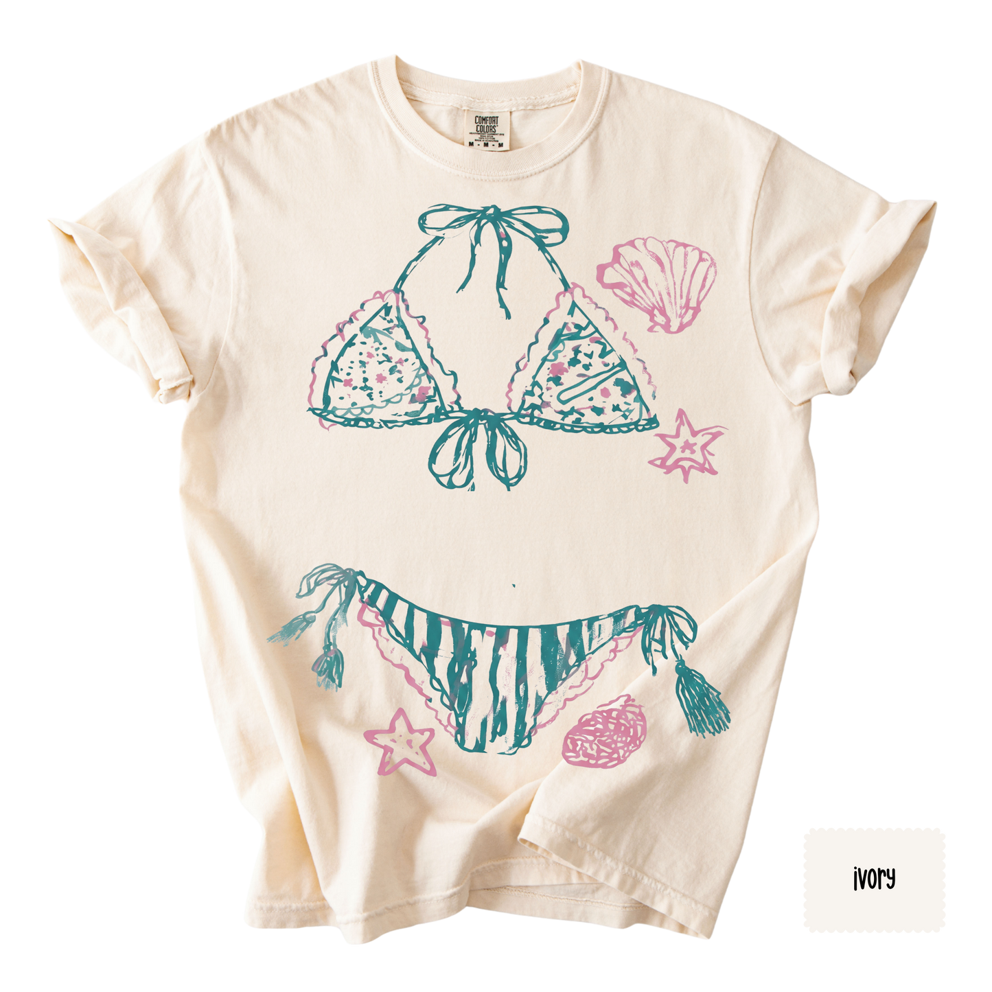 Coastal Bikini Graphic Tee | Beach Vacation Shirt for Women | Summer Graphic T-Shirt