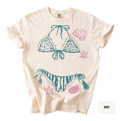 Coastal Bikini Graphic Tee | Beach Vacation Shirt for Women | Summer Graphic T-Shirt