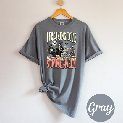 I Freaking Love Summerween Women's T-Shirt – Skeleton Halloween Beach Tee