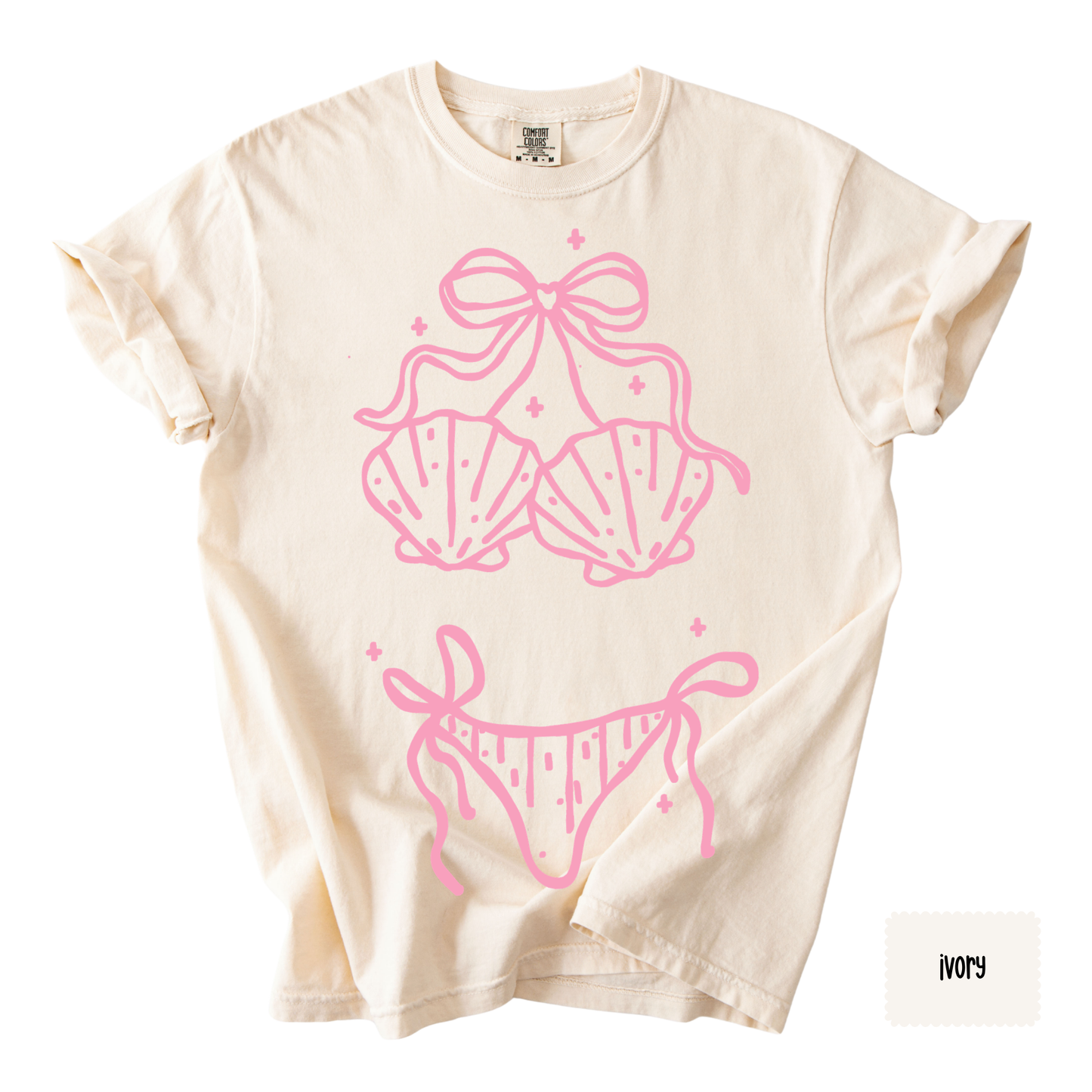 Bikini Line Art Graphic Tee | Summer Beach Shirt for Women | Coastal Vacation T-Shirt