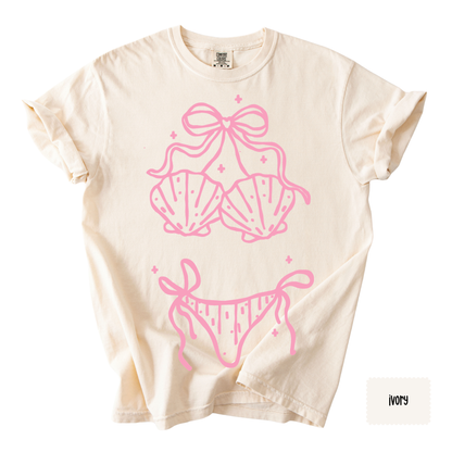 Bikini Line Art Graphic Tee | Summer Beach Shirt for Women | Coastal Vacation T-Shirt