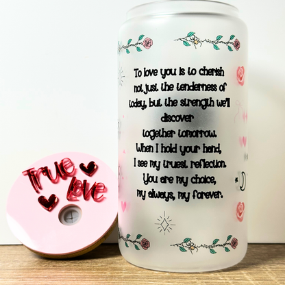 Personalized “The Lovers” Tarot Glass Can | Custom Couple Name Cup | Romantic Gothic Gift | 16oz Frosted Glass