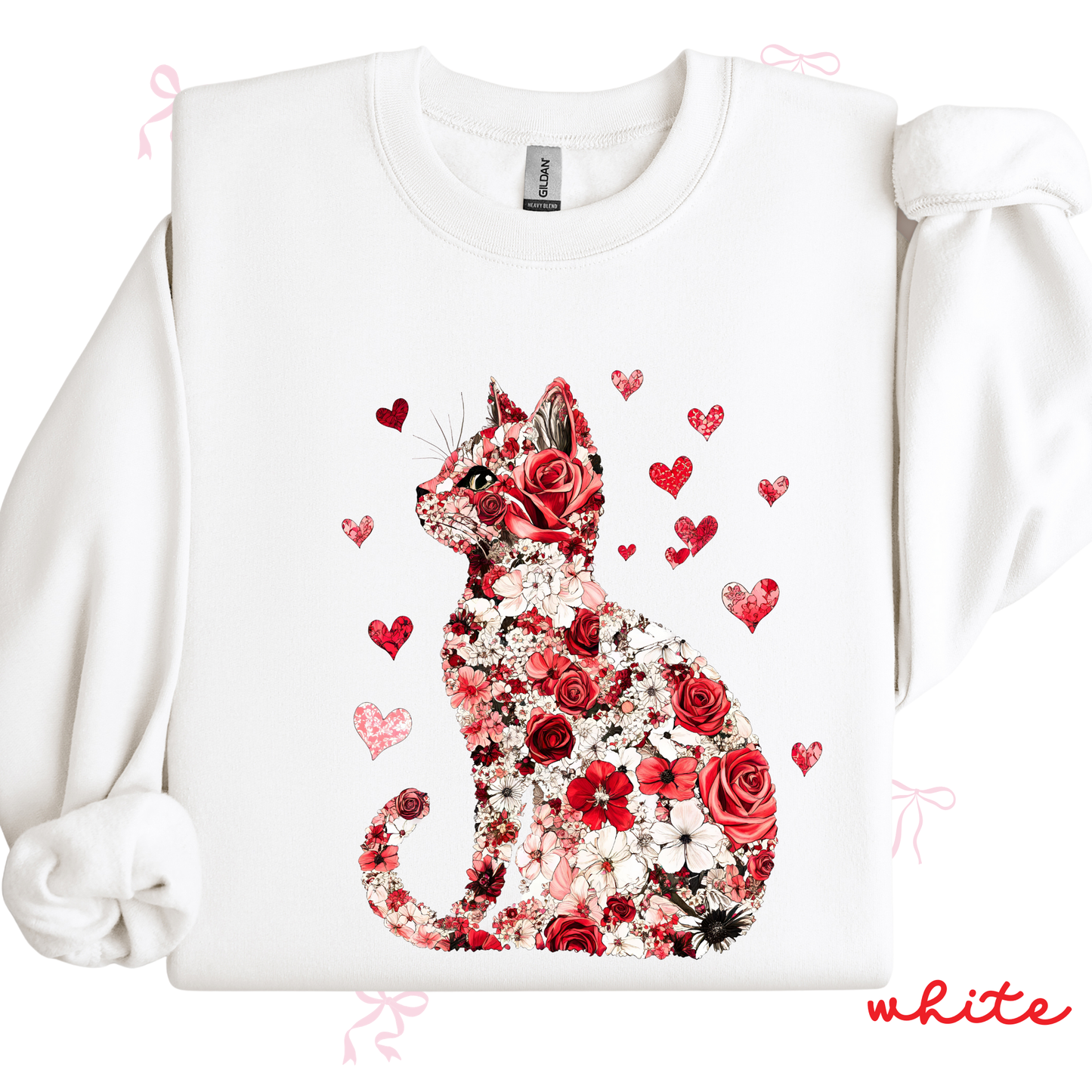 Personalized Valentine Cat Sweatshirt | Custom Cat Name Sleeve | Cute Valentine Outfit for Women