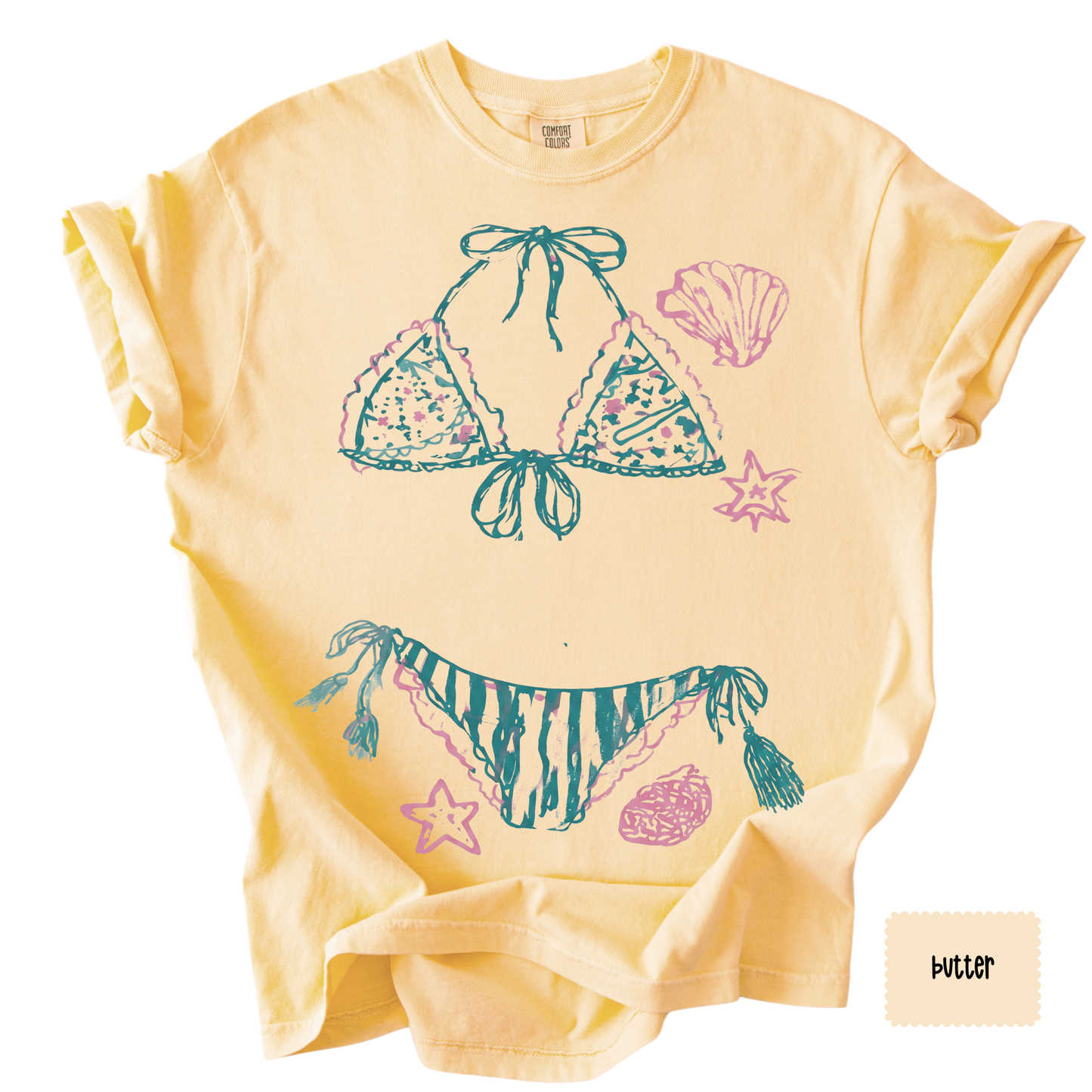 Coastal Bikini Graphic Tee | Beach Vacation Shirt for Women | Summer Graphic T-Shirt