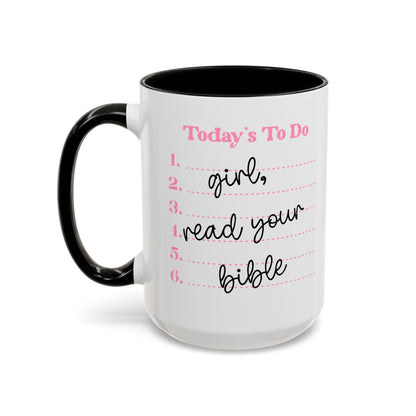 Today’s To-Do Christian Mug – 15oz Pink Handle & Interior Coffee Cup | Faith Gift for Women