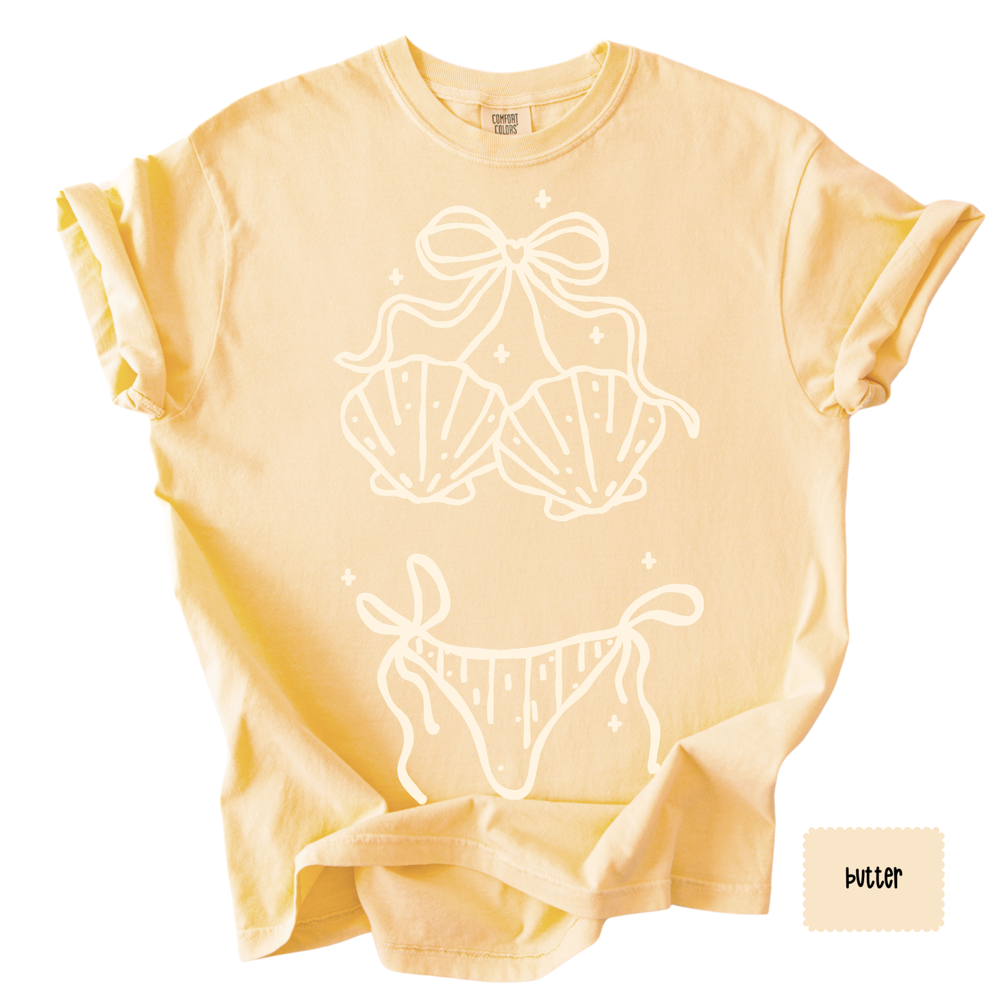 Bikini Line Art Graphic Tee | Summer Beach Shirt for Women | Coastal Vacation T-Shirt