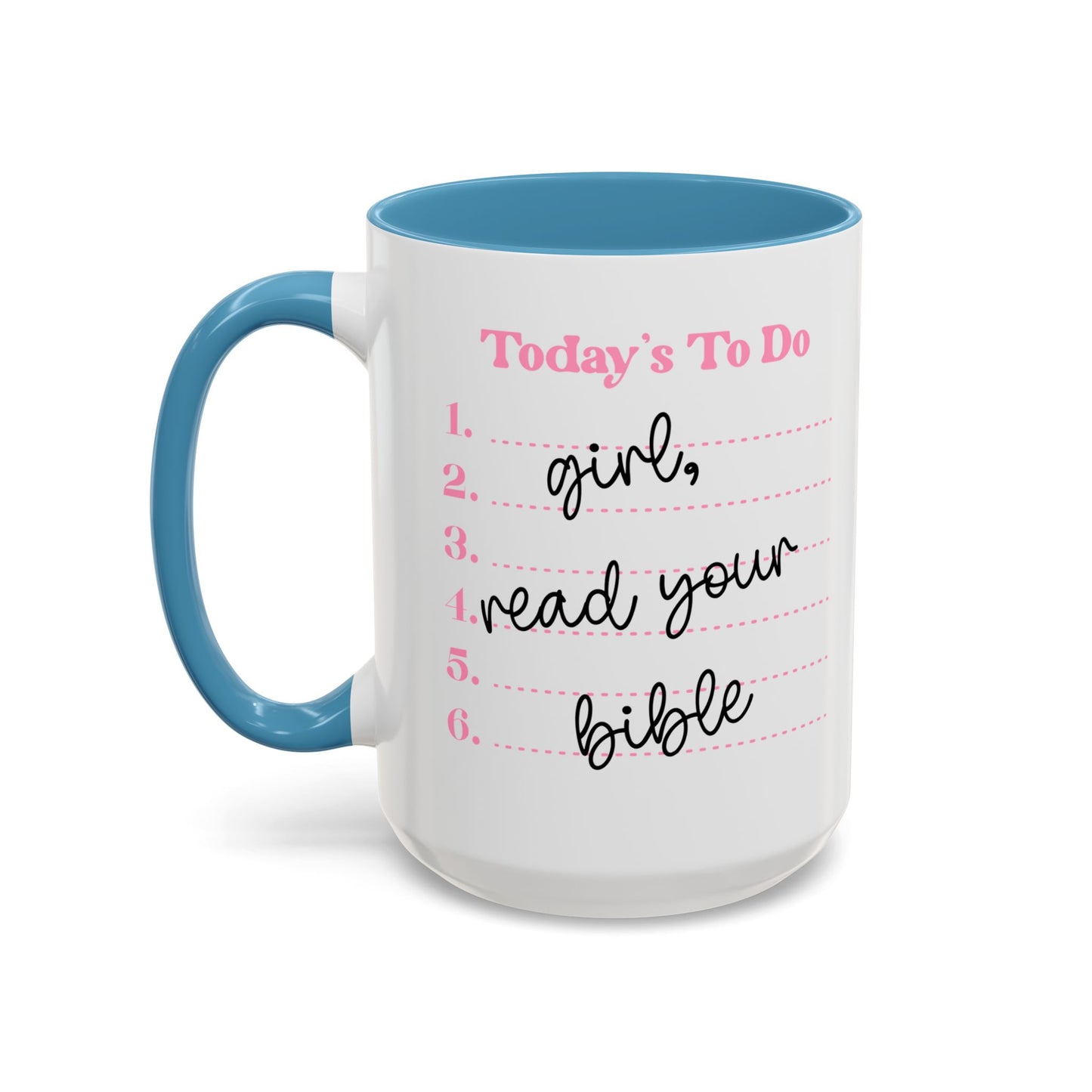 Today’s To-Do Christian Mug – 15oz Pink Handle & Interior Coffee Cup | Faith Gift for Women