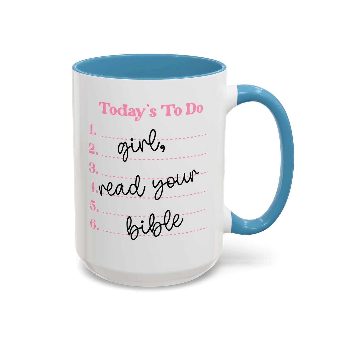 Today’s To-Do Christian Mug – 15oz Pink Handle & Interior Coffee Cup | Faith Gift for Women