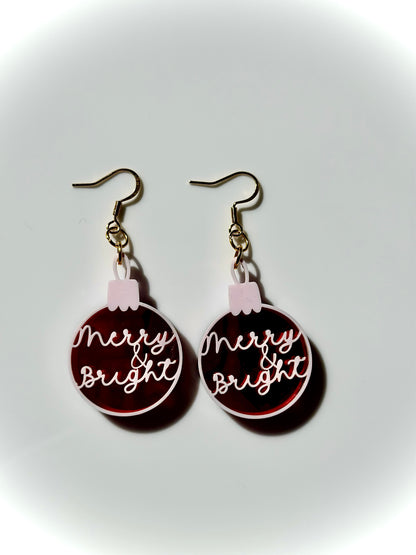 Merry & Bright Ornament Earrings – Christmas Acrylic Dangle Jewelry