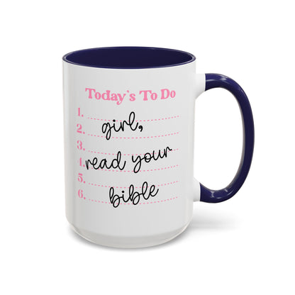 Today’s To-Do Christian Mug – 15oz Pink Handle & Interior Coffee Cup | Faith Gift for Women