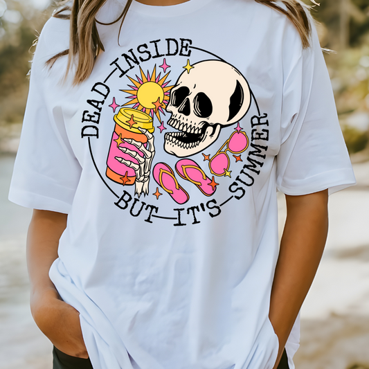Dead Inside But It’s Summer Tee – Skeleton Sunshine Beach Babe Skeleton Vibes Womens Vacation Shirt