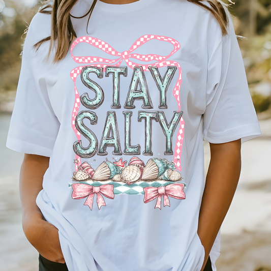 Stay Salty Tee – Coquette Coastal Cutie Vibes Womens Vacation Summer Shirt