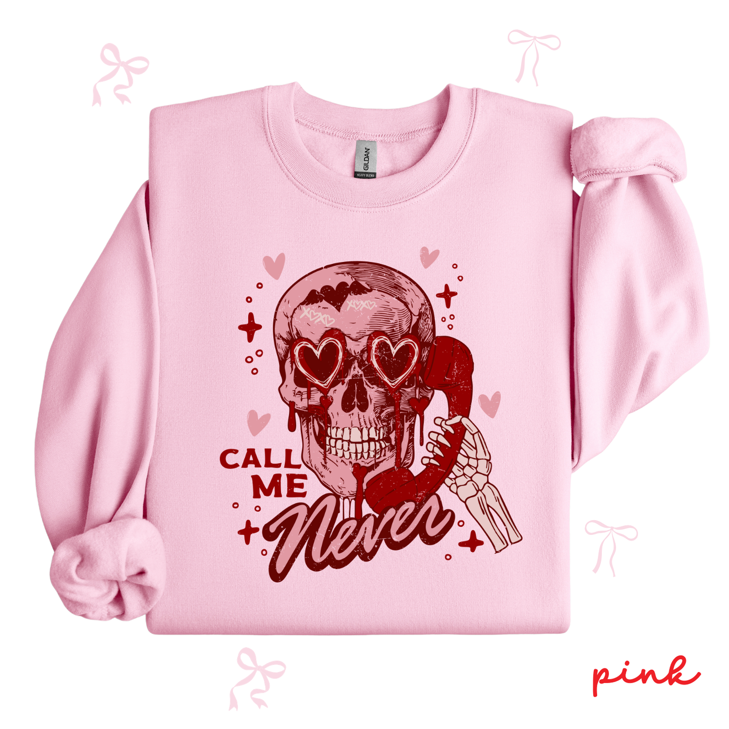Call Me Never Skull Valentine Sweatshirt | Gothic Valentine Crewneck | Spooky Love Shirt