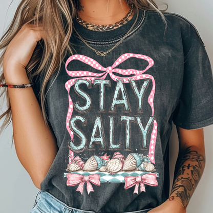Stay Salty Tee – Coquette Coastal Cutie Vibes Womens Vacation Summer Shirt