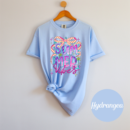 Summer Vibes with Bow Graphic – Comfort Colors Women’s T-Shirt