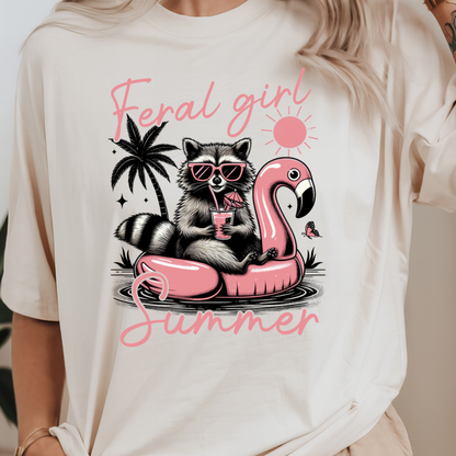 Feral Girl Summer Raccoon Tee – Rodeo Chaos Graphic on Comfort Colors Women’s T-Shirt