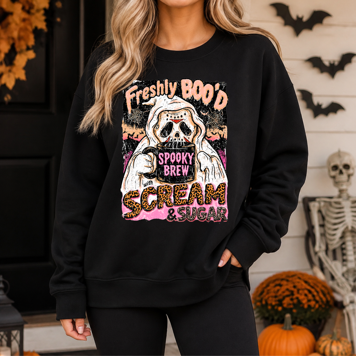 Freshly Boo’d Halloween Sweatshirt | Spooky Brew Ghost Crewneck