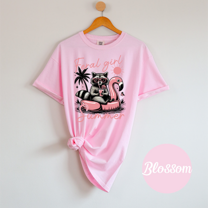 Feral Girl Summer Raccoon Tee – Rodeo Chaos Graphic on Comfort Colors Women’s T-Shirt