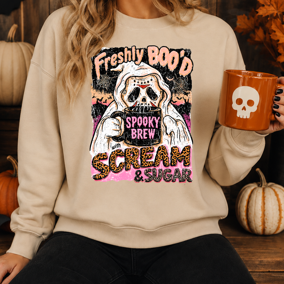 Freshly Boo’d Halloween Sweatshirt | Spooky Brew Ghost Crewneck