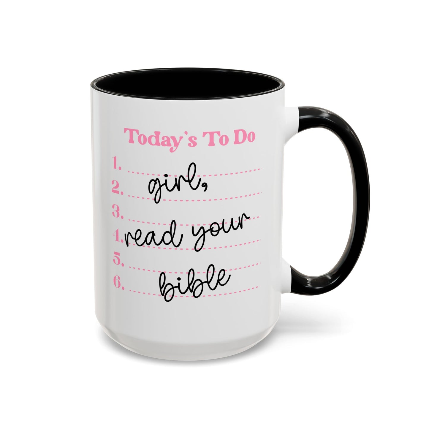 Today’s To-Do Christian Mug – 15oz Pink Handle & Interior Coffee Cup | Faith Gift for Women