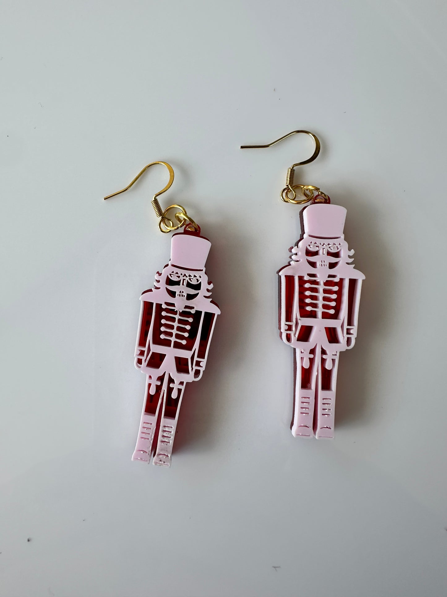 Pink Nutcracker Acrylic Dangle Earrings – Christmas Statement Jewelry