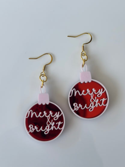 Merry & Bright Ornament Earrings – Christmas Acrylic Dangle Jewelry
