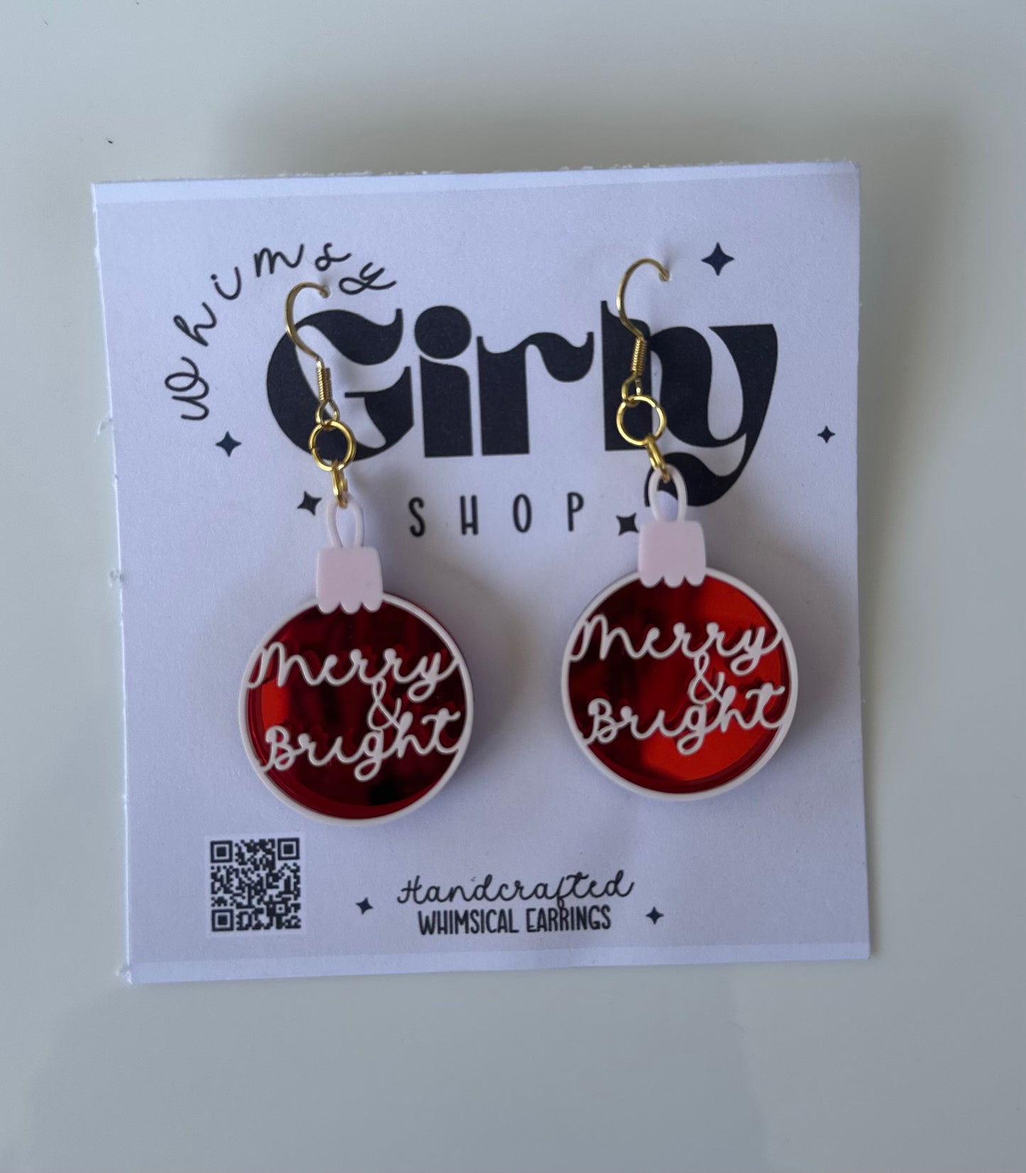 Merry & Bright Ornament Earrings – Christmas Acrylic Dangle Jewelry