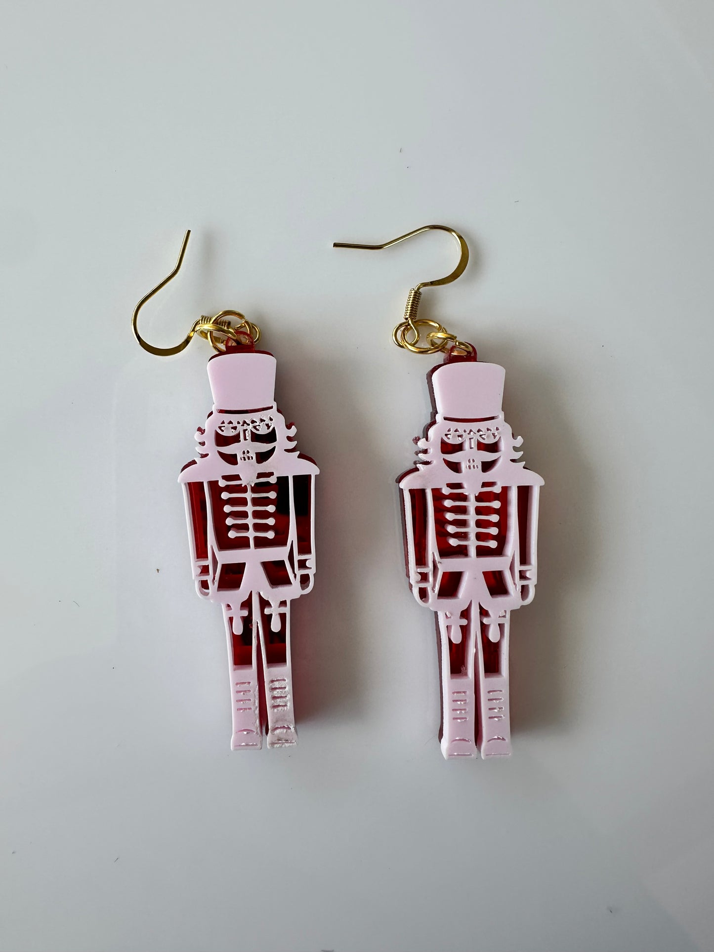 Pink Nutcracker Acrylic Dangle Earrings – Christmas Statement Jewelry