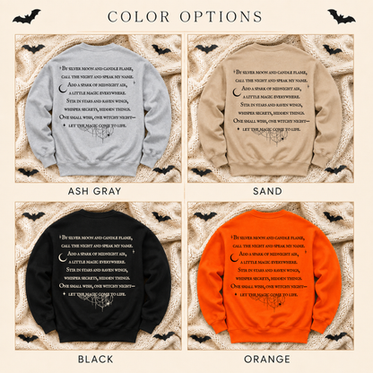 Witchy Gothic Halloween Sweatshirt – Front & Back Spell Design