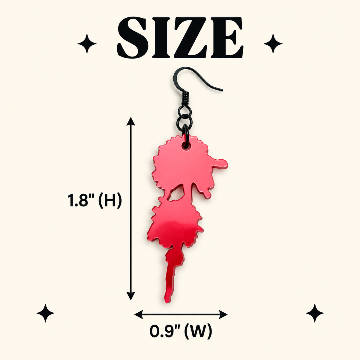 Metallic Red Mirrored Blood Drip Earrings | Halloween Acrylic Earrings