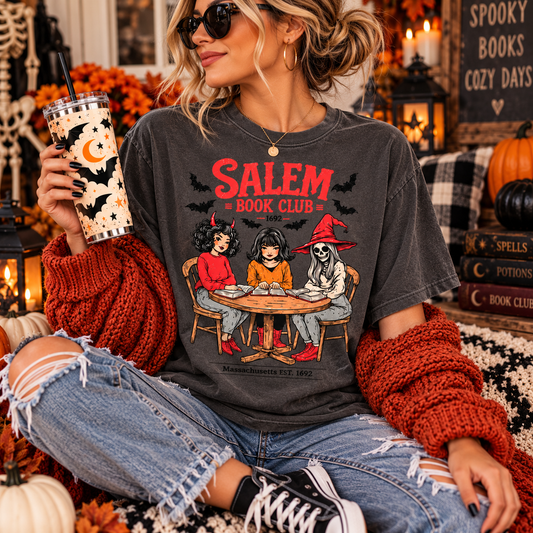 Salem Book Club Witches Reading Halloween T-Shirt