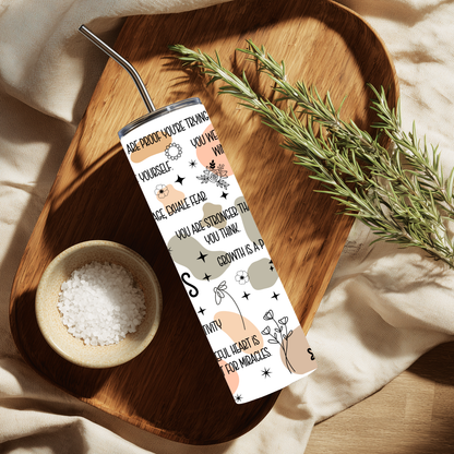 Daily Reminders Tumbler | Positive Affirmation Aesthetic Cup | Stainless Steel Tumbler
