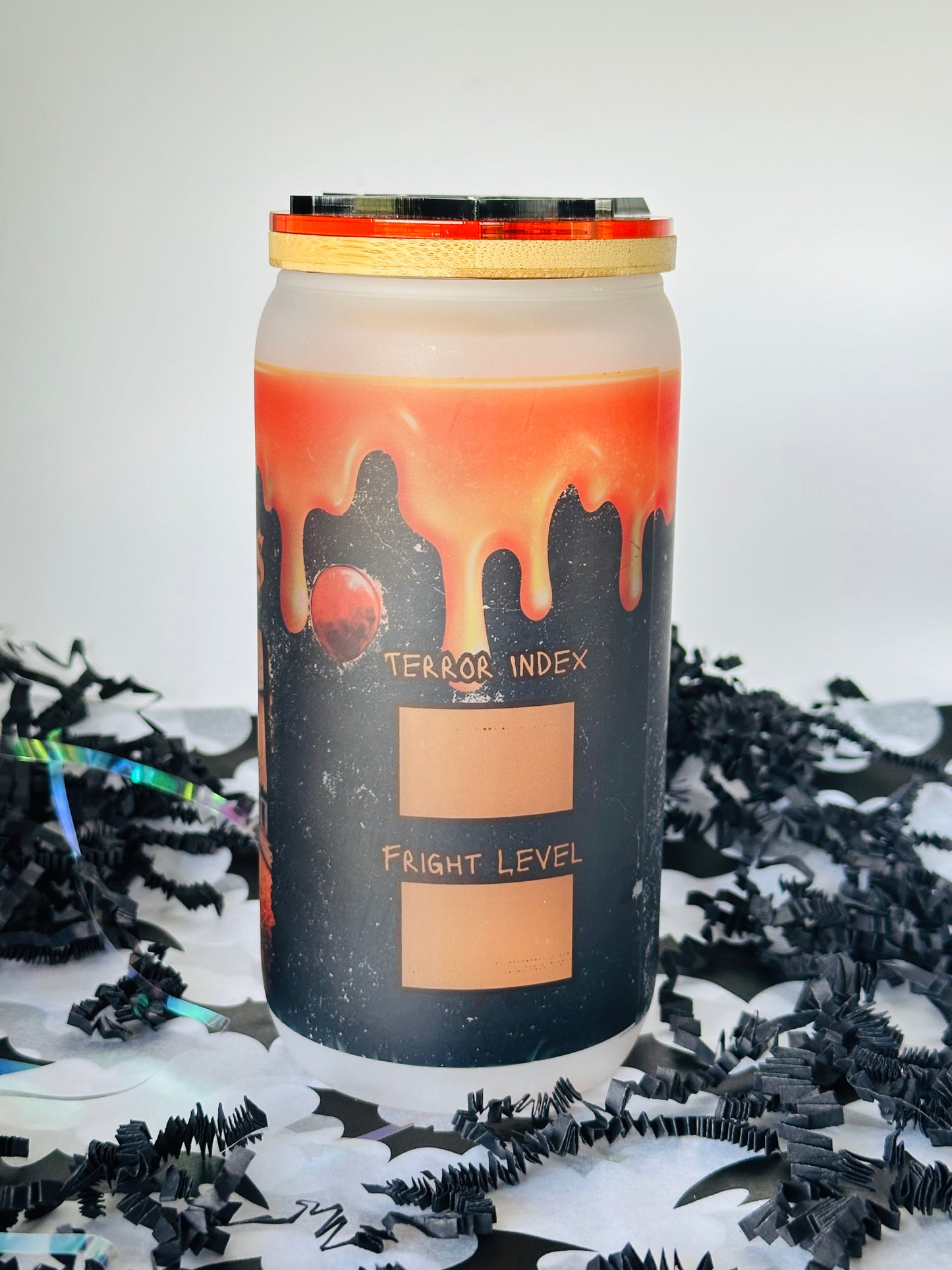 Personalized "Straight Outta Nightmare" Halloween Glass Cup with Spider Topper