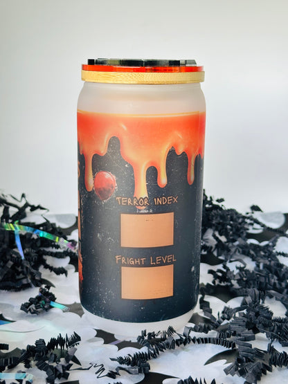Personalized "Straight Outta Nightmare" Halloween Glass Cup with Spider Topper