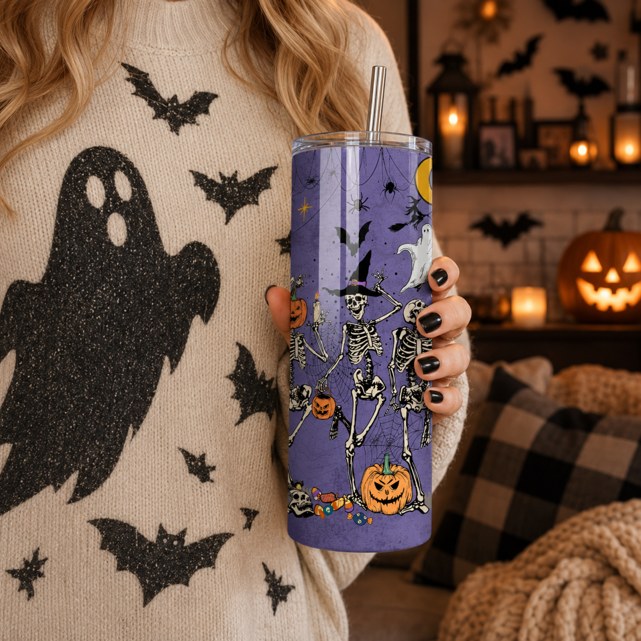 Most Wonderful Time of the Year Skeleton Halloween 20oz Tumbler