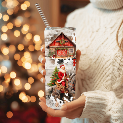 Howdy Christmas Tumbler | Rustic Country Western Holiday Cup | Stainless Steel Tumbler