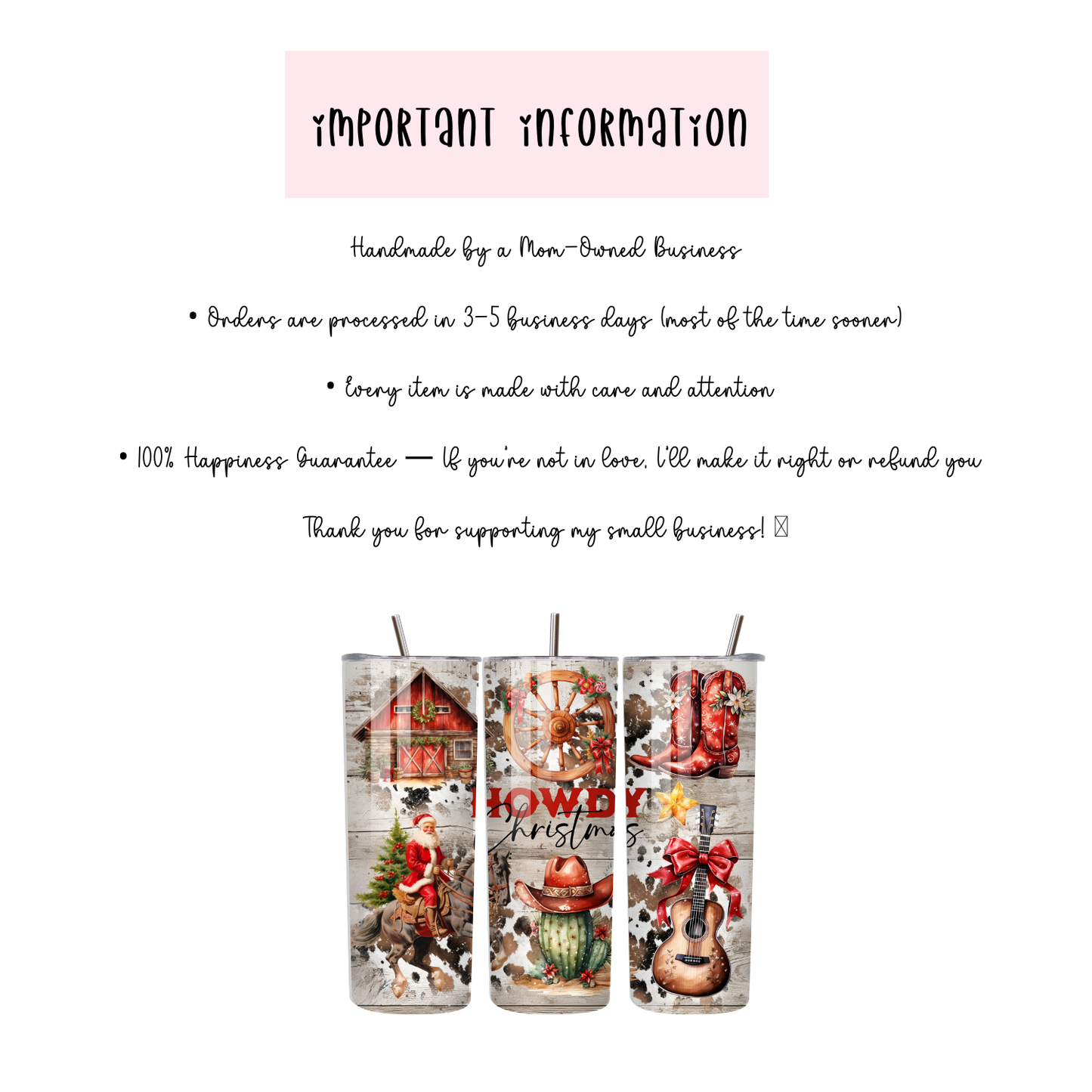 Howdy Christmas Tumbler | Rustic Country Western Holiday Cup | Stainless Steel Tumbler