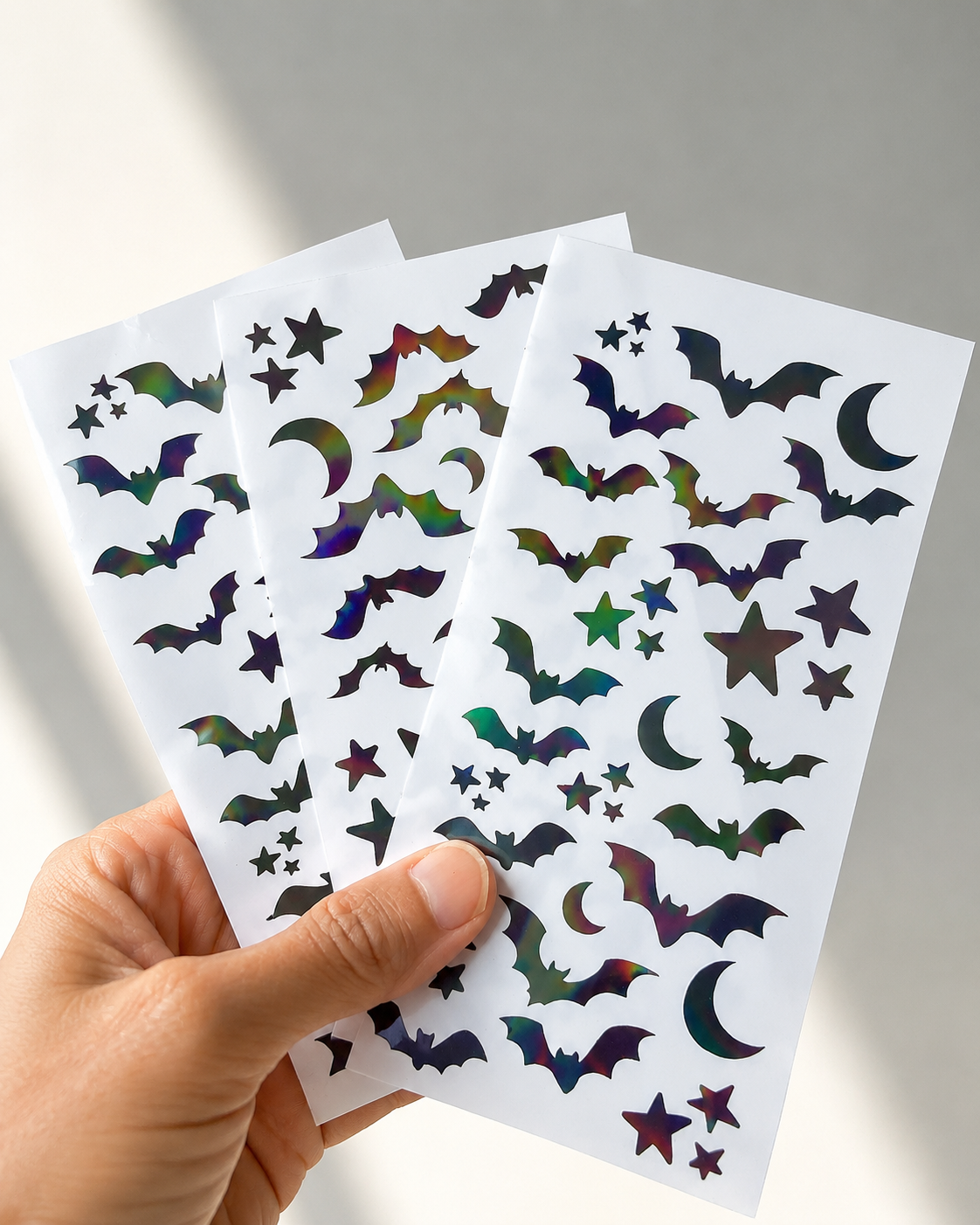 Black Holographic Bat Sticker Pack – Set of 3 Halloween Sticker Sheets