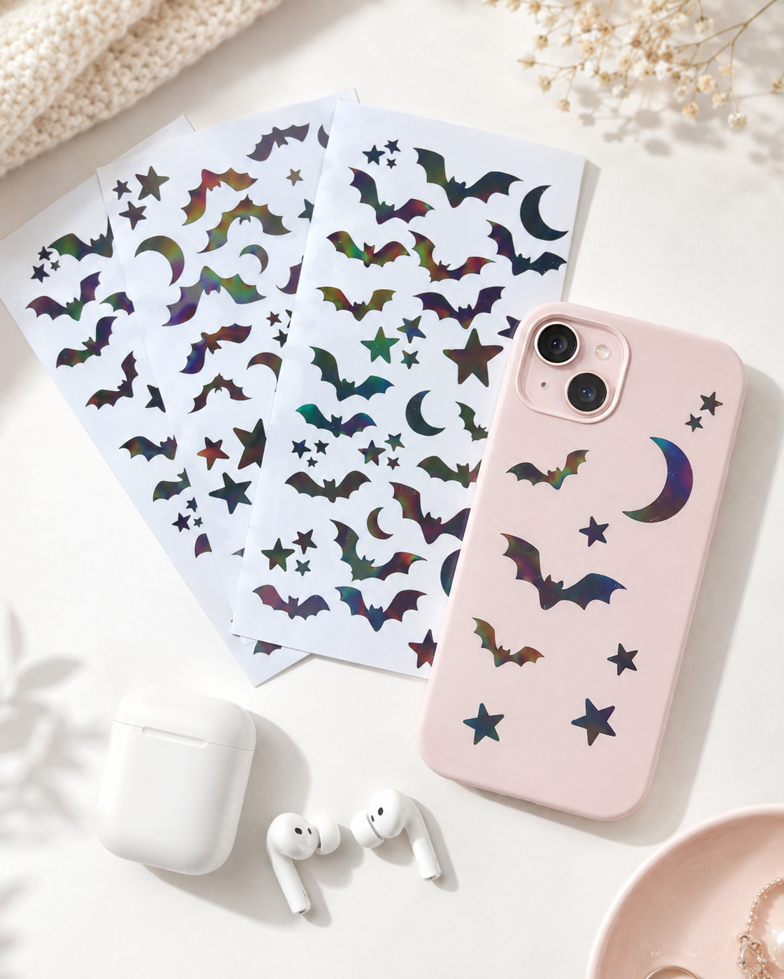 Black Holographic Bat Sticker Pack – Set of 3 Halloween Sticker Sheets