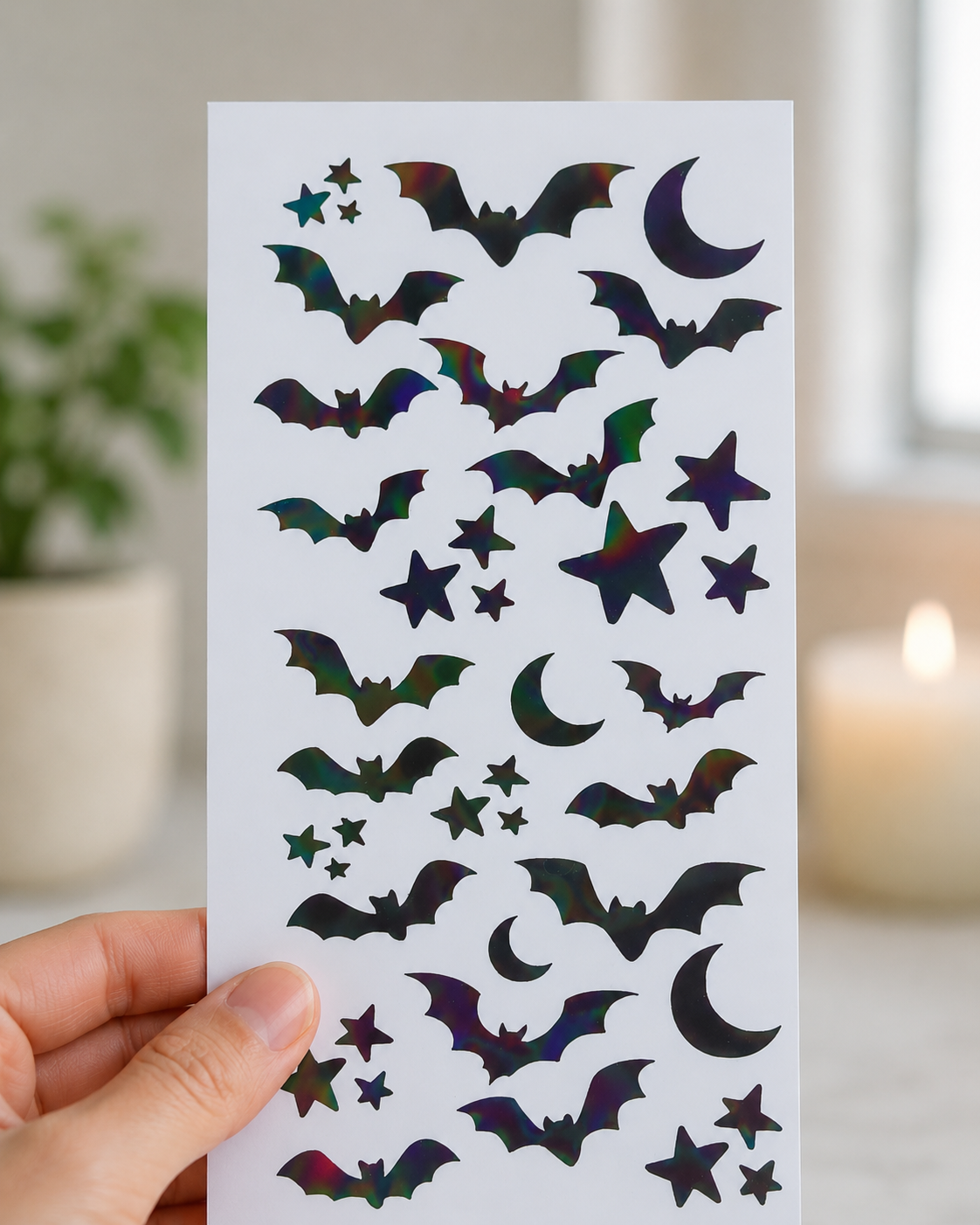 Black Holographic Bat Sticker Pack – Set of 3 Halloween Sticker Sheets