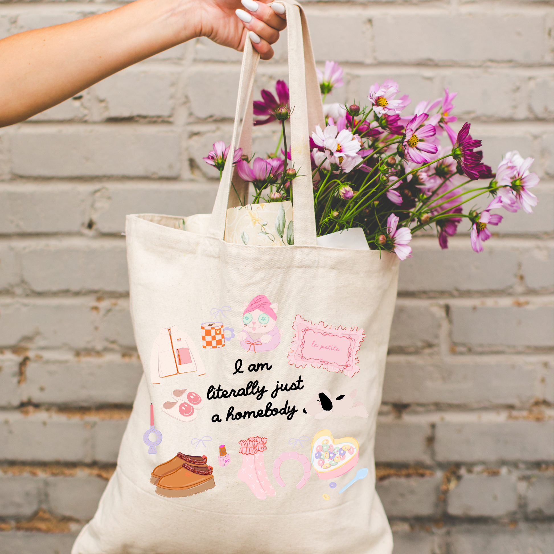 Girly canvas tote bag for everyday use