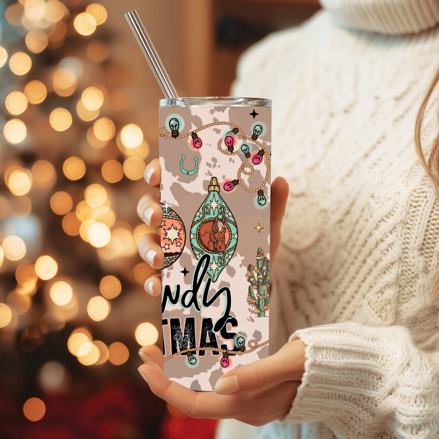 Retro Christmas Tumbler | Vintage Holiday Doodles Aesthetic Cup | Stainless Steel Tumbler