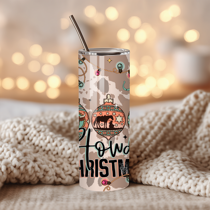 Retro Christmas Tumbler | Vintage Holiday Doodles Aesthetic Cup | Stainless Steel Tumbler