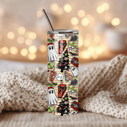 Spooky Goth Ghost Christmas Tumbler 