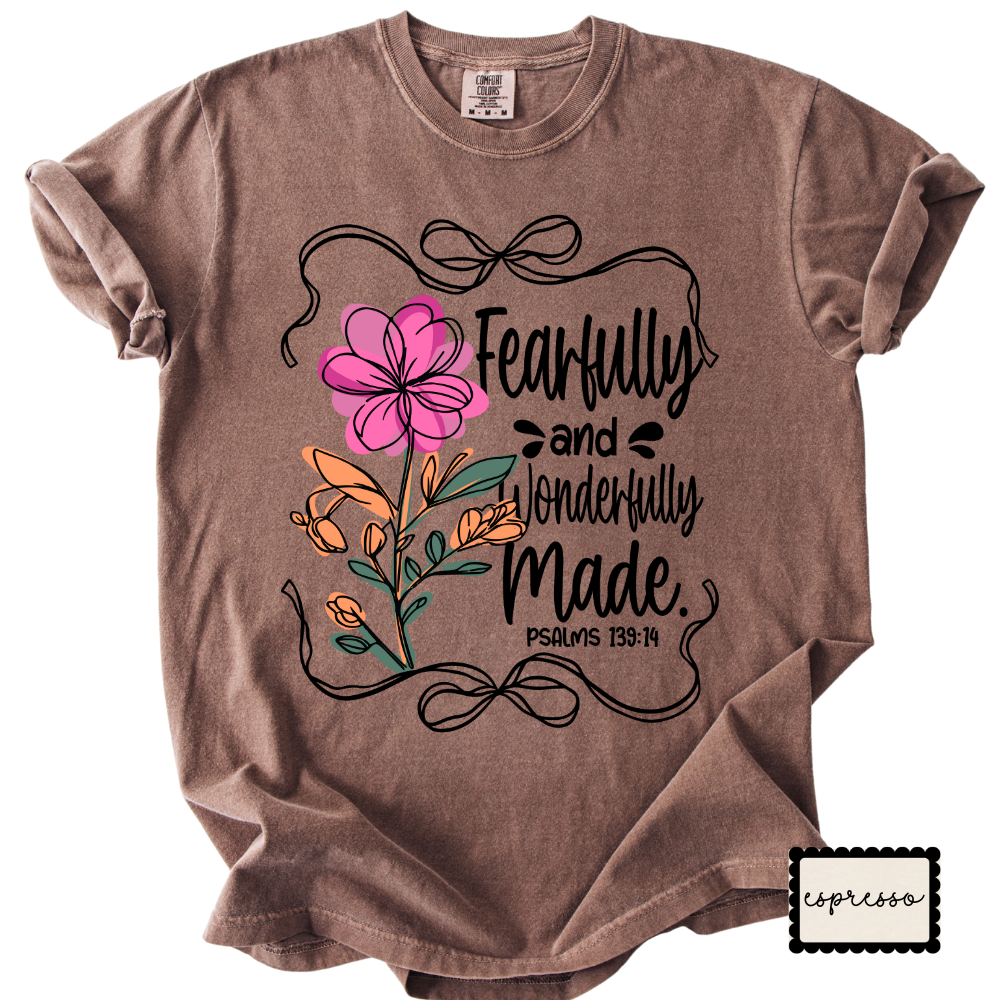 Fearfully & Wonderfully Made Christian Tee | Floral Bible Verse Shirt | Women’s Faith Apparel