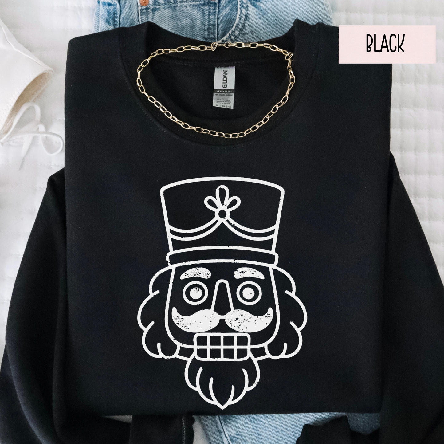 Nutcracker Christmas Sweatshirt | Black Nutcracker Graphic Crewneck | Cute Holiday Sweatshirt for Women