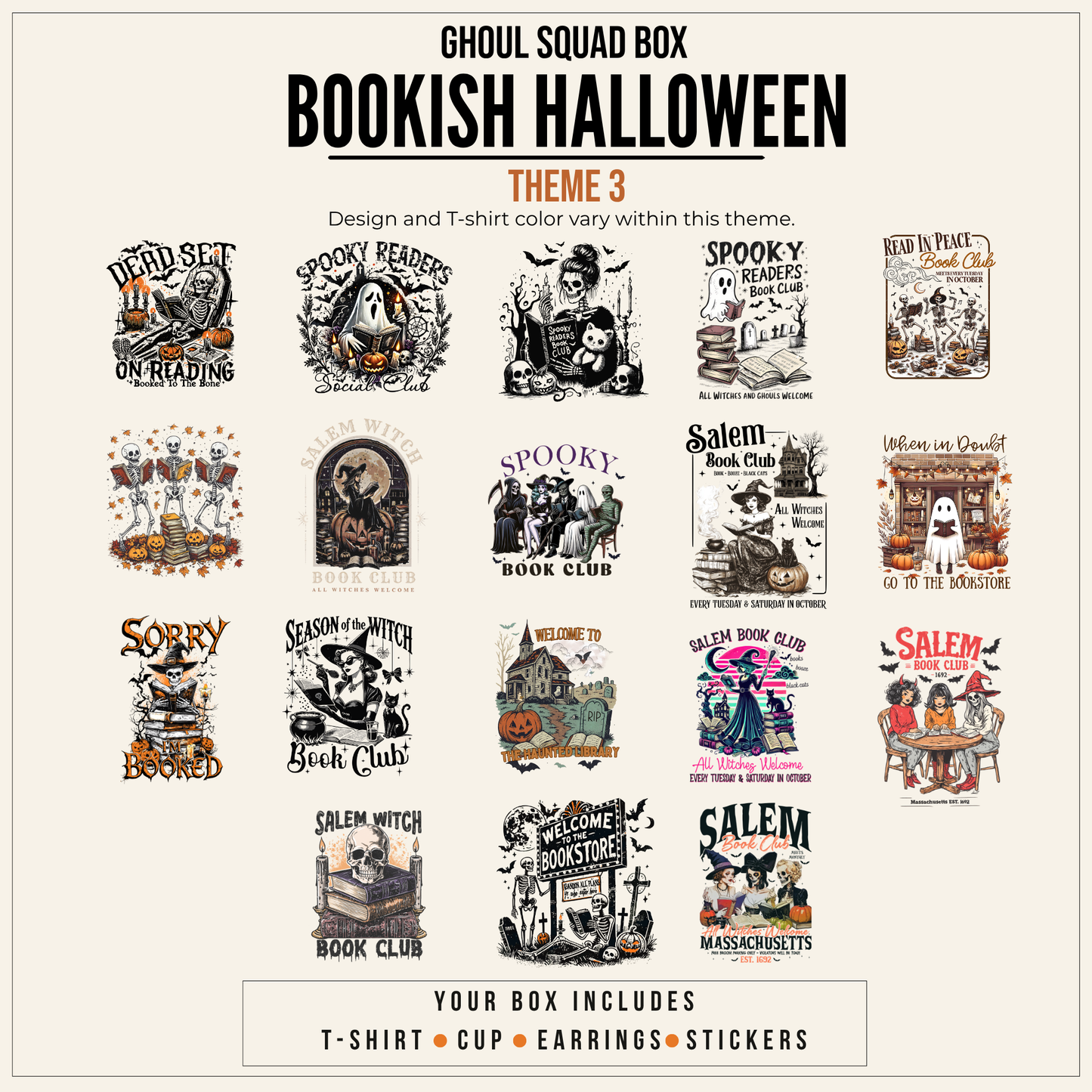 Ghoul Squad Halloween Gift Box | Women’s 5-Piece Apparel & Drinkware Set | T-Shirt, Tumbler, Earrings & Stickers
